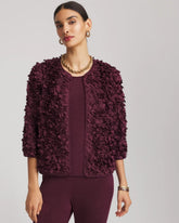 Chico's | Travelers™ Collection Textured Rosette Jacket/ Blackened Burgundy