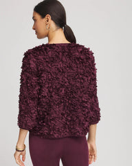 Chico's | Travelers™ Collection Textured Rosette Jacket/ Blackened Burgundy