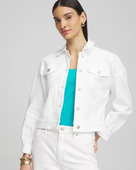Chico's | Embroidered Relaxed Denim Jacket/ Alabaster
