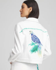 Chico's | Embroidered Relaxed Denim Jacket/ Alabaster