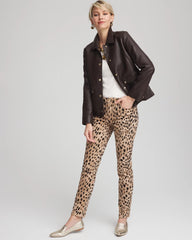 Chico's | Snap Front Faux Leather Jacket/ Black Raisin