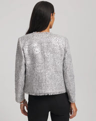 Chico's | Silver Sequins Tweed Jacket/ Silver