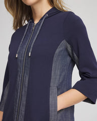 Chico's | Zenergy® French Terry & Chambray Jacket/ Passport Blue
