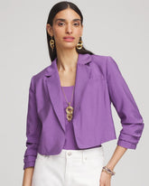 Chico's | Cropped Ruched Sleeve Blazer/ Plum Shade
