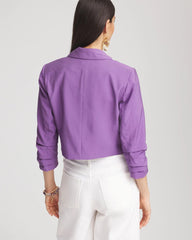 Chico's | Cropped Ruched Sleeve Blazer/ Plum Shade