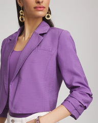 Chico's | Cropped Ruched Sleeve Blazer/ Plum Shade