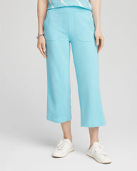 Chico's | Zenergy® French Terry Gauze-Inset Cropped Pants/ Paradiso Blue