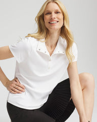 Chico's | Zenergy® UPF Mockneck Short-Sleeve Top/ Alabaster