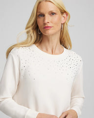 Chico's | Zenergy® Rhinestone Pullover Top/ English Cream