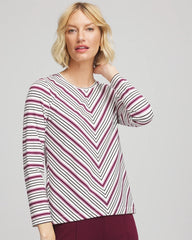 Chico's | Zenergy® Soft Brushed Striped Top/ Deep Chianti
