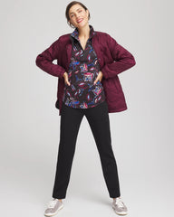 Chico's | Zenergy® UPF Floral Half-Zip Pullover Top/ Deep Chianti