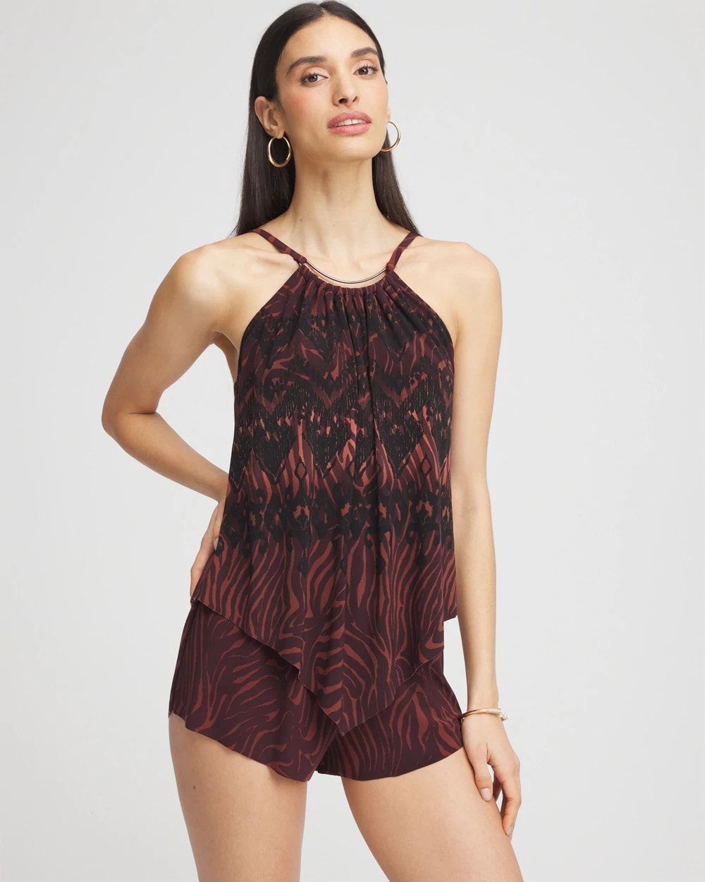 Chico's | Magicsuit® Goldie Zabra Romper/ Multi Brown