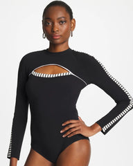 Chico's | Gottex Coco Long Sleeve One Piece/ Black/White