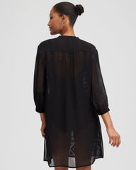 Chico's | Embroidered Swim Dress Coverup/ Black