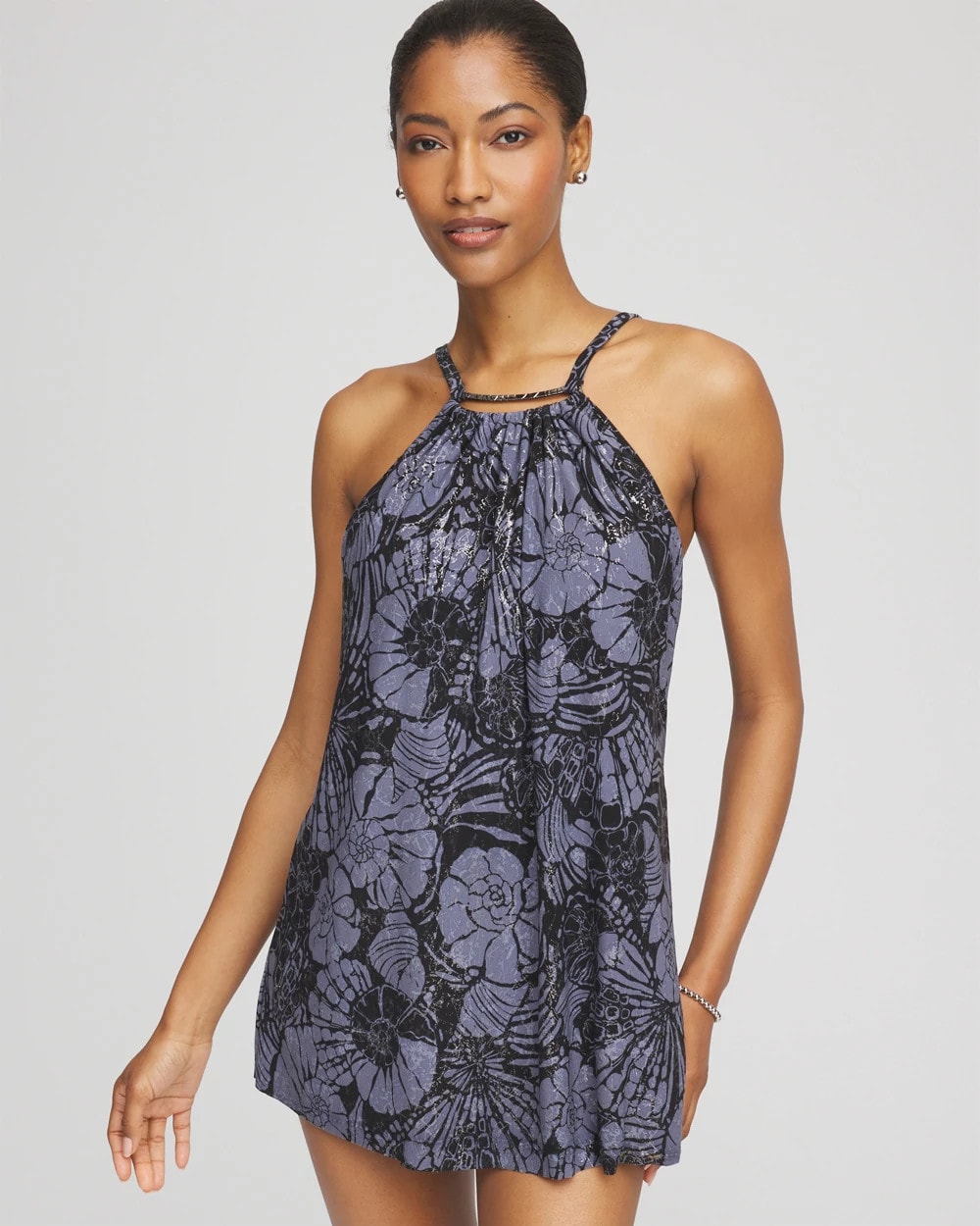 Chico's | Magicsuit® Shell Beach Parker Swim Dress/ Black/Multi