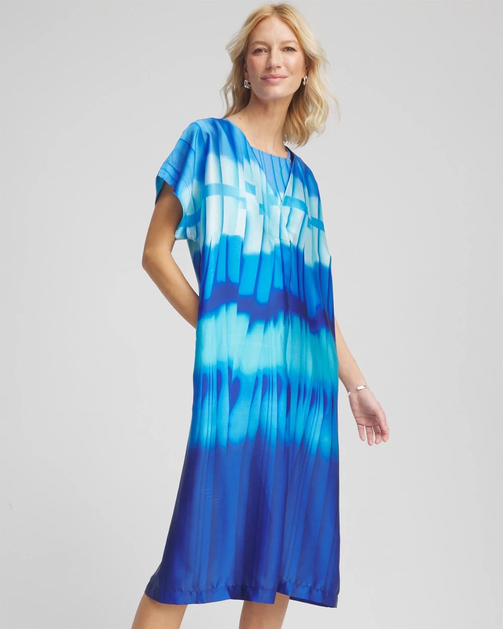 Chico's | Gottex Golden Hour V-Neck Dress Cover-Up/ Blue Multi