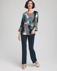 Chico's | Travelers™ Crystal Flounce Sleeve Tunic/ Teal Shadow