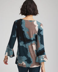 Chico's | Travelers™ Crystal Flounce Sleeve Tunic/ Teal Shadow