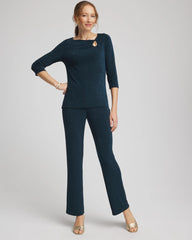 Chico's | Travelers™ Asymmetrical 3/4 Sleeve Top/ Teal Shadow