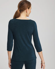 Chico's | Travelers™ Asymmetrical 3/4 Sleeve Top/ Teal Shadow