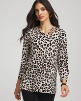 Chico's | Travelers™ Animal-Print Lattice Top/ Deep Taupe
