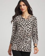 Chico's | Travelers™ Animal-Print Lattice Top/ Deep Taupe
