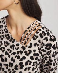 Chico's | Travelers™ Animal-Print Lattice Top/ Deep Taupe