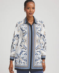 Chico's | Travelers™ Collection Paisley Mesh Shirt Jacket/ Canyon Blue