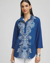 Chico's | No Iron™ Paisley Buttonback Tunic/ Seaport