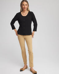 Chico's | Textured Scoopneck Cardigan/ Black