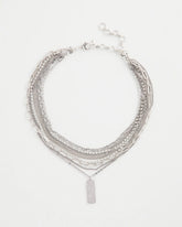 Chico's | Silver Tone Pave Multistrand Necklace/ Silver