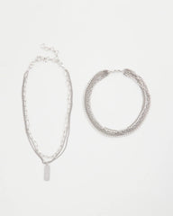Chico's | Silver Tone Pave Multistrand Necklace/ Silver