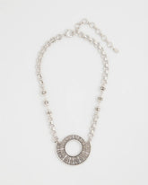 Chico's | Sparkling Silvertone Circle Pendant Necklace/ Silver