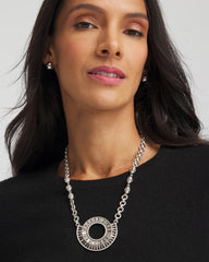 Chico's | Sparkling Silvertone Circle Pendant Necklace/ Silver