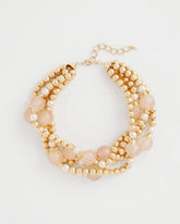 Chico's | Gold Pink Chunky Beaded Necklace/ Pink