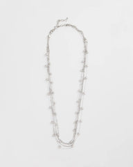 Chico's | Multistrand Beaded Silvertone Necklace/ Silver