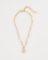 Chico's | Genuine Quartz Heart Pendant Necklace/ Pink