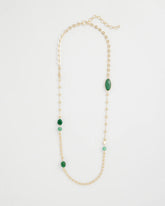 Chico's | Green Accent Long Single Strand Necklace/ Green
