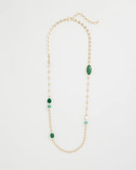 Chico's | Green Accent Long Single Strand Necklace/ Green