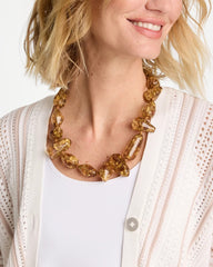 Chico's | Gold Foil Long Single Strand Necklace/ Neutral
