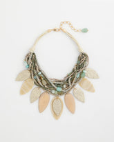 Chico's | Multistrand Wood Petal Necklace/ Aqua