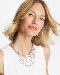 Chico's | Silver Multistrand Bib Necklace/ Silver