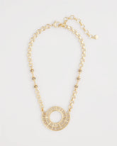 Chico's | Sparkling Goldtone Circle Pendant Necklace/ Gold
