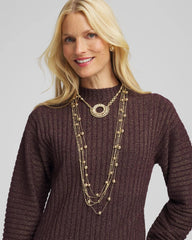 Chico's | Sparkling Goldtone Circle Pendant Necklace/ Gold