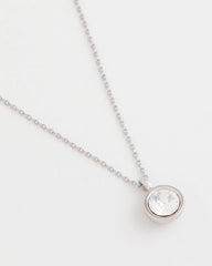 Chico's | Bezel Set Pendant Silvertone Necklace/ Silver