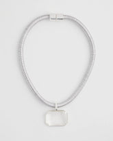 Chico's | Silvertone Gem Pendant Cord Necklace/ Silver
