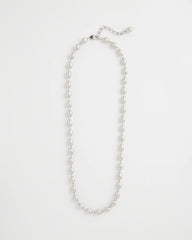 Chico's | Silver Bead Long Single Strand Necklace/ Silver