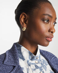 Chico's | Lucky Coin Flower Stud Earrings/ Gold