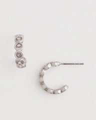Chico's | Silvertone Crystal Mini Hoop Earrings/ Silver