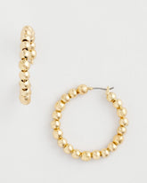 Chico's | No Droop® Golden Beaded Hoop Earrings/ Gold